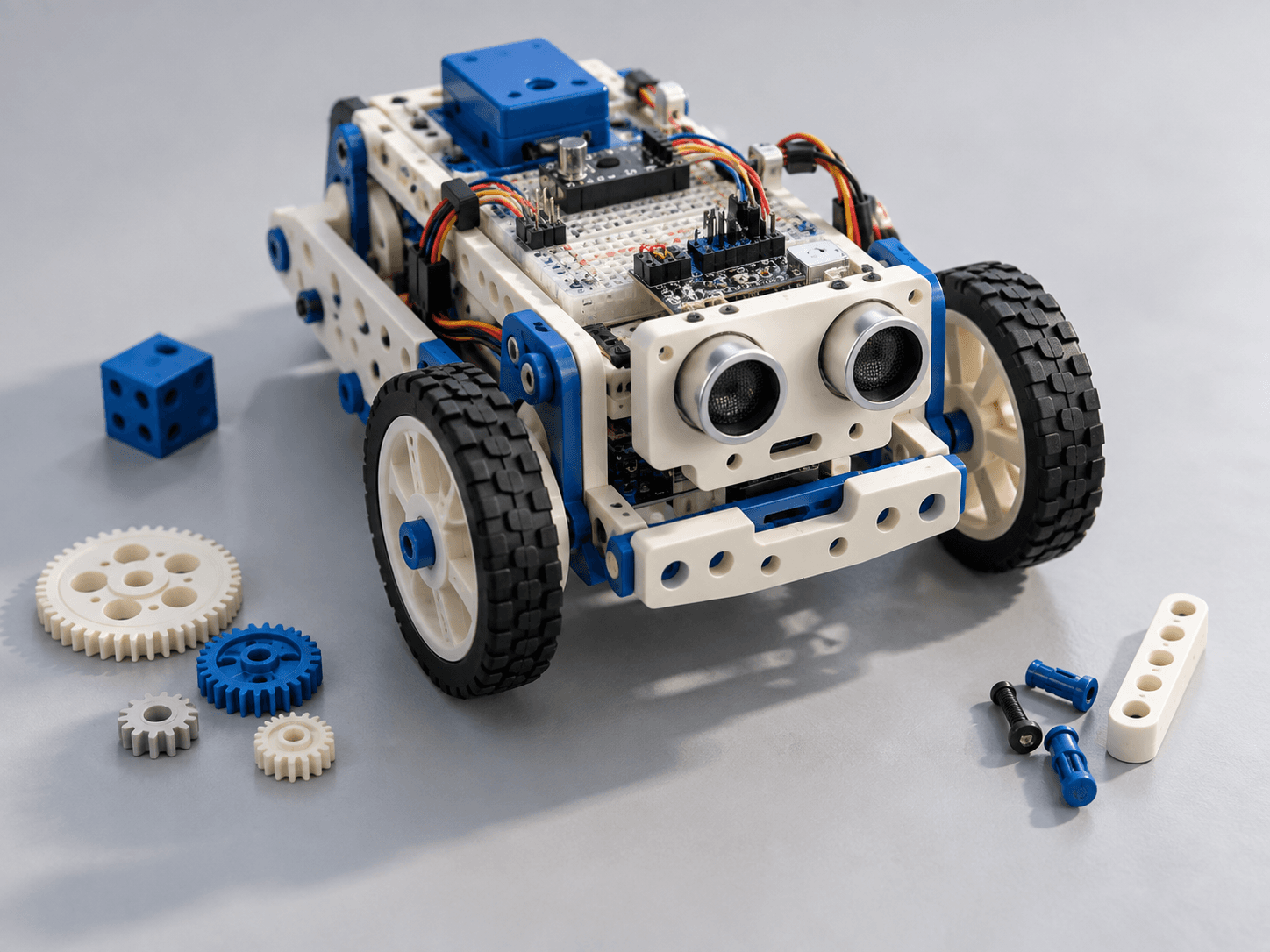 Robototexnika yo‘nalishi uchun robot va elektronika detallari tasviri